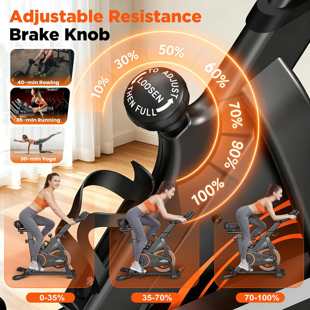 RELIFE REBUILD YOUR LIFE Indoor Stationary Cycle Exercise Machine, Quiet Home Fitness Machine for Workout with Adjustable Resistance, Cushioned Seat & LCD Monitor, Exercise Bikes for Home, Home Workout
