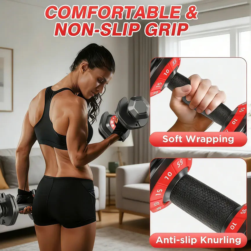 Adjustable Dumbbell Set, 25-85 Lb All-In-1 Weights with Textured Non-Slip Grip, Quick 1-Hand Adjustment and Dual-Lock System for Home Gym Weightlifting, Space Saver with PP Tray, Pp Stand