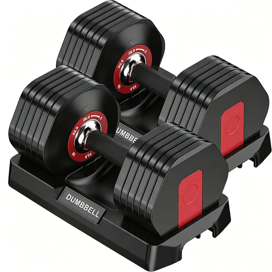Adjustable Dumbbell Set, 25-85 Lb All-In-1 Weights with Textured Non-Slip Grip, Quick 1-Hand Adjustment and Dual-Lock System for Home Gym Weightlifting, Space Saver with PP Tray, Pp Stand