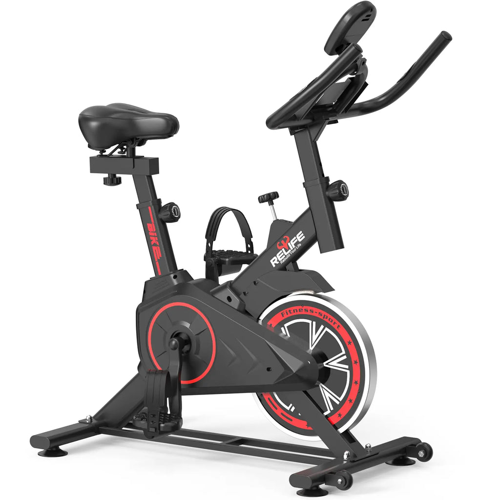 RELIFE REBUILD YOUR LIFE Indoor Stationary Cycle Exercise Machine, Quiet Home Fitness Machine for Workout with Adjustable Resistance, Cushioned Seat & LCD Monitor, Exercise Bikes for Home, Home Workout