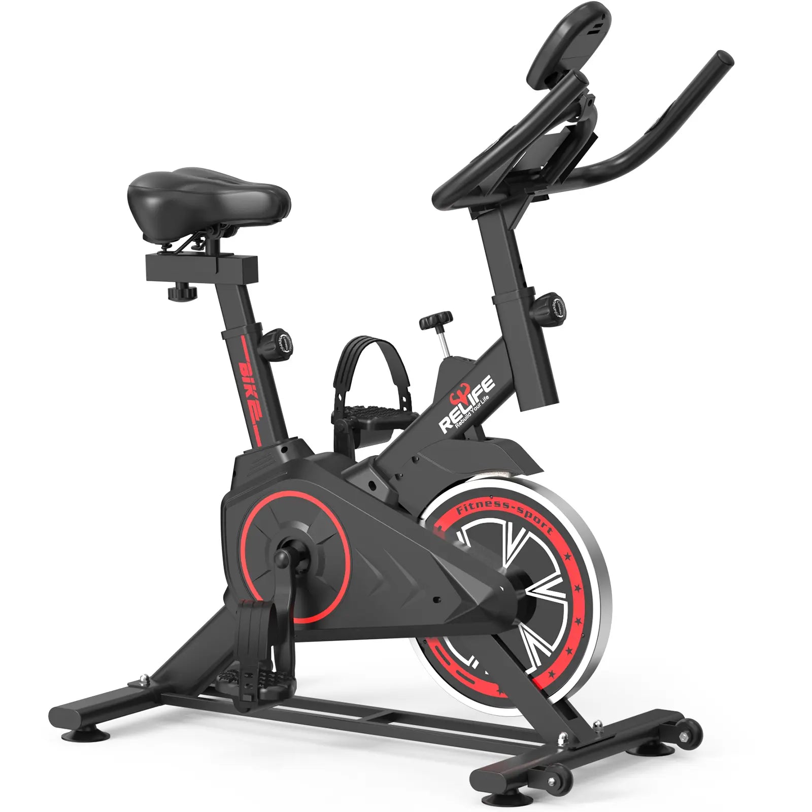 RELIFE REBUILD YOUR LIFE Indoor Stationary Cycle Exercise Machine, Quiet Home Fitness Machine for Workout with Adjustable Resistance, Cushioned Seat & LCD Monitor, Exercise Bikes for Home, Home Workout
