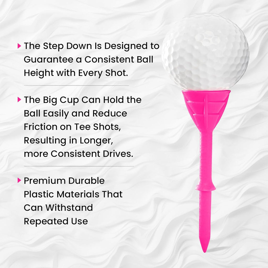 Golf Tees Plastic 3 1/4 Inch Upgrade Unbreakable Bulk 30 Pack Reduce Friction Side Spin Durable Stable 83 Mm Long Tee for Golfer Practice