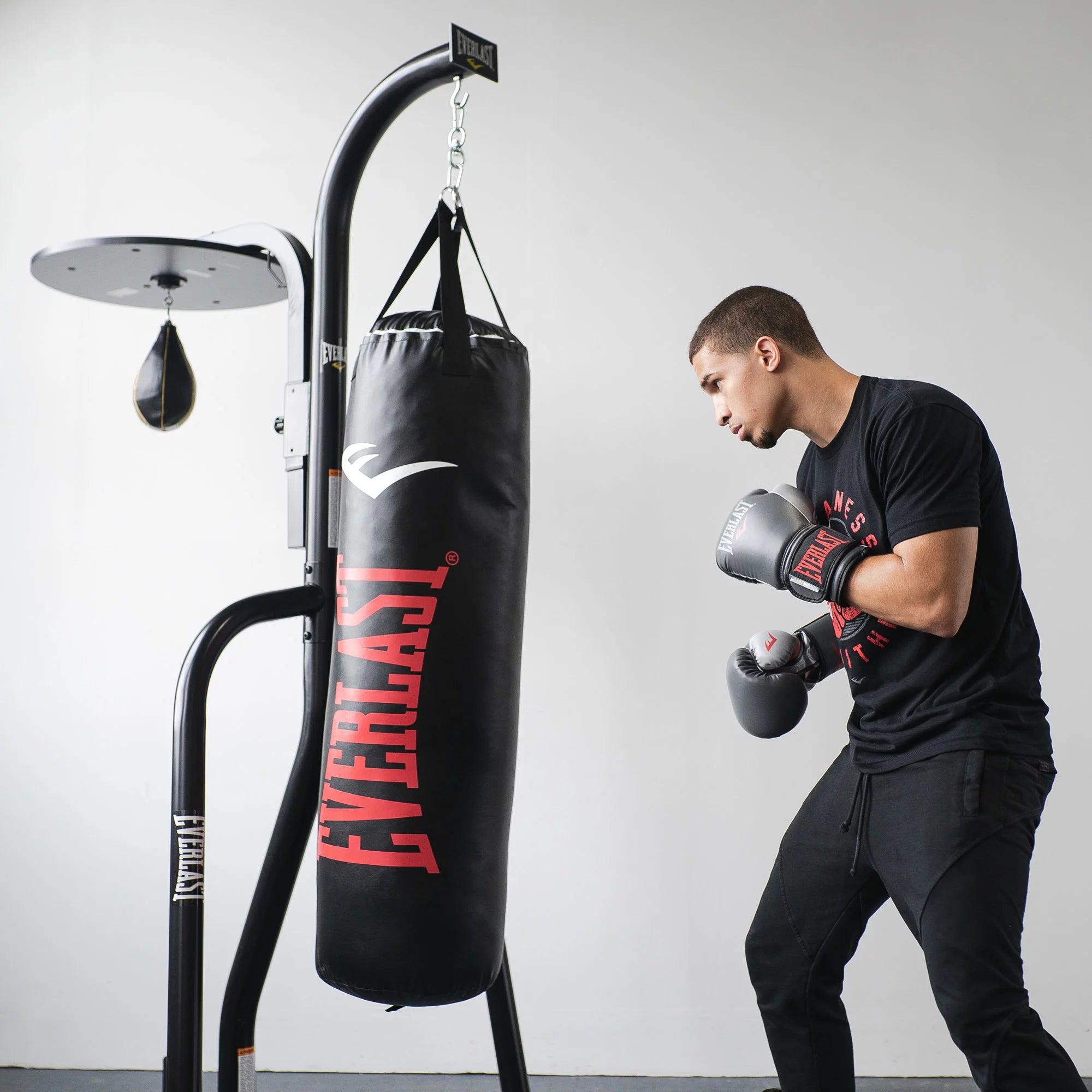 Dual Station Heavy Duty Powder Coated Steel Heavy and Speed Bag Stand
