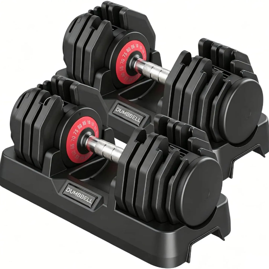 Adjustable Dumbbell Set, 25-85 Lb All-In-1 Weights with Textured Non-Slip Grip, Quick 1-Hand Adjustment and Dual-Lock System for Home Gym Weightlifting, Space Saver with PP Tray, Pp Stand