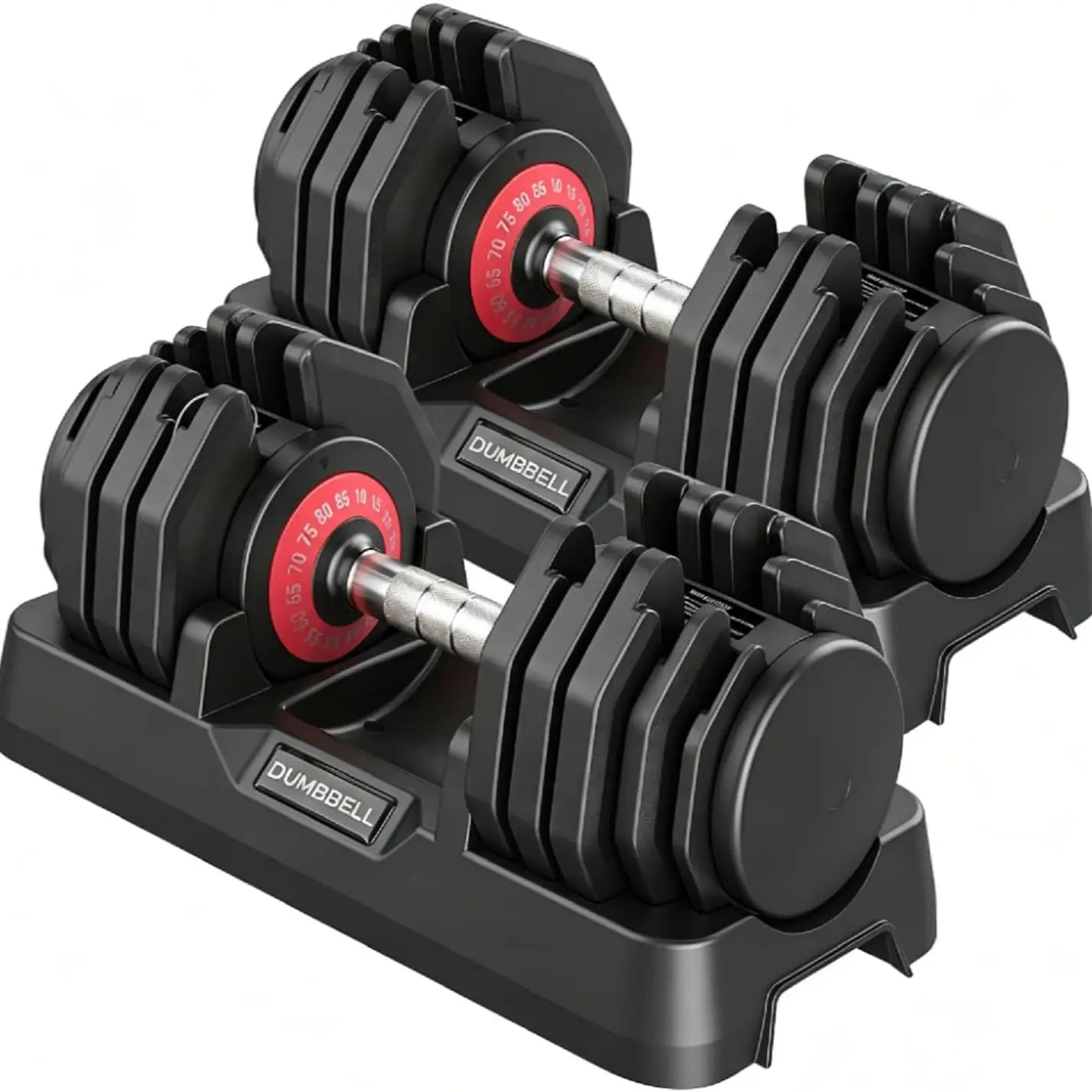 Adjustable Dumbbell Set, 25-85 Lb All-In-1 Weights with Textured Non-Slip Grip, Quick 1-Hand Adjustment and Dual-Lock System for Home Gym Weightlifting, Space Saver with PP Tray, Pp Stand