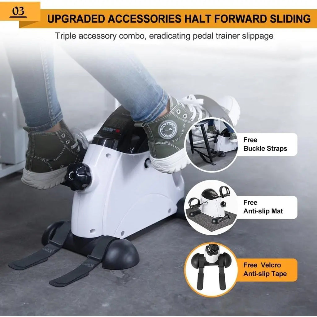 Under Desk Bike Pedal Exerciser, Portable Mini Exercise Bike with LCD Display for Home/Office, Desk Cycle for Leg/Arm with Handle, Leg Exerciser While Sitting for Seniors