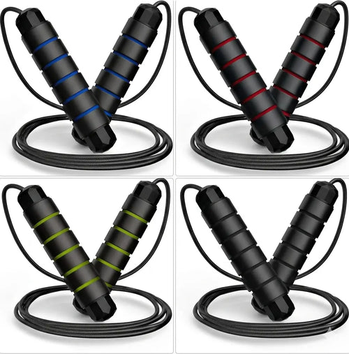 Adjustable Speed Jump Rope with Ball Bearings – Tangle-Free Steel Cable Jumping Rope for Men Women Foam Handles Home Gym Exercise, Multiple Colors