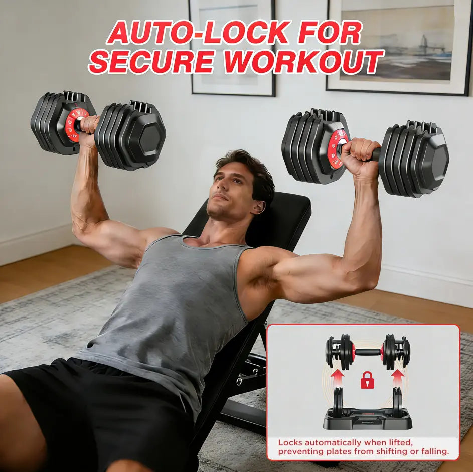 Adjustable Dumbbell Set, 25-85 Lb All-In-1 Weights with Textured Non-Slip Grip, Quick 1-Hand Adjustment and Dual-Lock System for Home Gym Weightlifting, Space Saver with PP Tray, Pp Stand