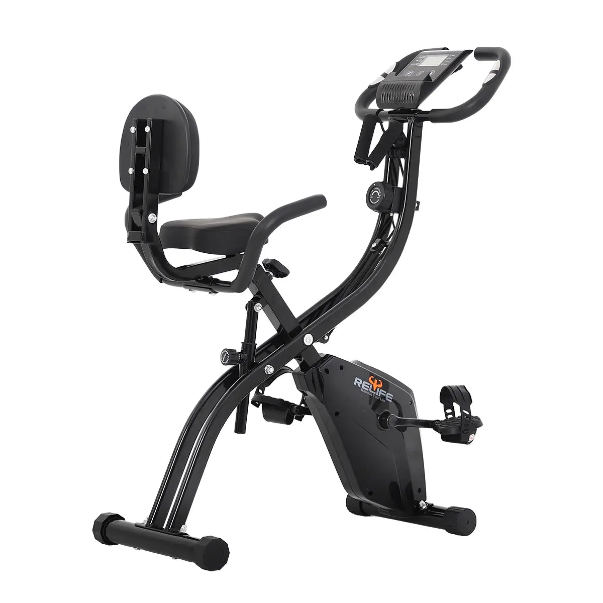 RELIFE REBUILD YOUR LIFE Indoor Stationary Cycle Exercise Machine, Quiet Home Fitness Machine for Workout with Adjustable Resistance, Cushioned Seat & LCD Monitor, Exercise Bikes for Home, Home Workout