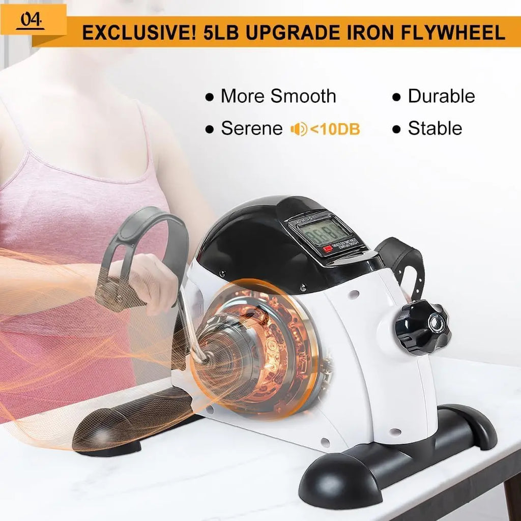 Under Desk Bike Pedal Exerciser, Portable Mini Exercise Bike with LCD Display for Home/Office, Desk Cycle for Leg/Arm with Handle, Leg Exerciser While Sitting for Seniors